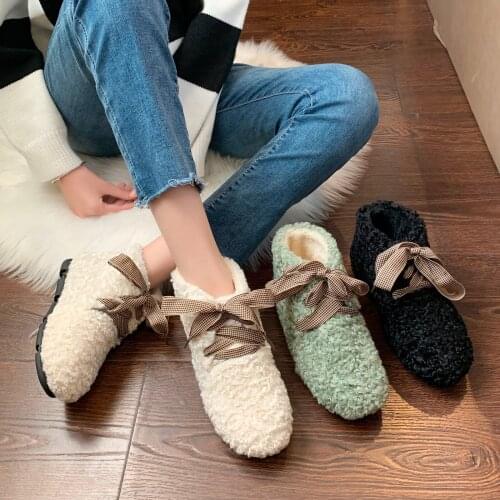 Female snow boots non-slip student plus velvet warm shoes 2020 new Cross-tied flat lace womens boots cotton shoes U11-40