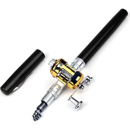 1M Mini Telescopic Fishing Rod Aluminum Portable Super Hard Stream Rod Folding Fishing Rod with Reel Wheel