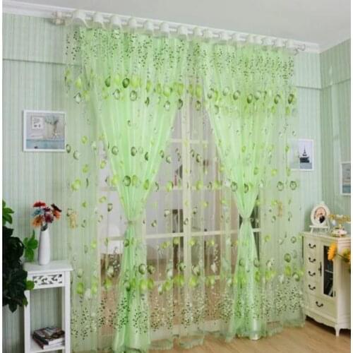 1Pcs/Set Charm Tulip Flower Yarn Sheer Window Curtain Beads Tassel Door Scarf Drapes For Bedroom Decor 6 Colors