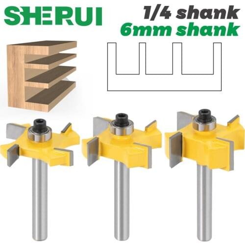 1pc 6mm 1/4 inch Shank T type bearings wood milling cutter Industrial Grade Rabbeting Bit woodworking tool router bits for wood