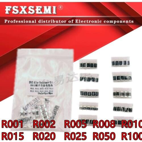 10values X5pcs=50pcs 2512 2W 1% Resistor R001 R002 R005 R008 R010 R015 R020 R025 R050 R100 Alloy resistance Metal alloy Kit