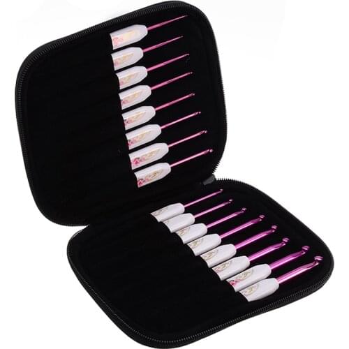 16pcs Crochet Hook Set Soft Grip Handle Aluminum Knitting Needles 1.0~6.0mm For Knitting Yarn Weave Sweater Knitting Tools