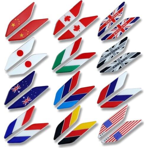 2X Car Fender Side Stickers Metal Germany Belgium Hungary Italy France Holland Flag Auto Badge Emblem Decals Car styling