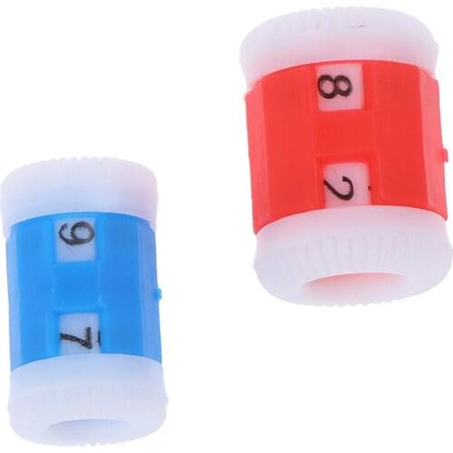 4pcs/set (2 Large Red +2 Small Blue) Plastic Knit Knitting Needles Row Counter (Large 2.2 * 1.5cm+Small 2.2 * 1.2cm)