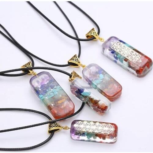 7 Chakra Natural Stone Pendant Necklace For Women Men Reiki Healing Energy Pendulum Necklaces Choker Chain Jewelry