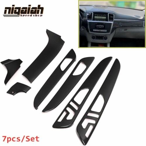 7pcs Carbon Fiber Interior Accessory Door Panels Trim Dashboard Decoration Parts For Mercedes Benz GLE 2014-2019 Car Styling