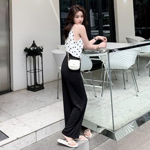 Wide Leg Pants Grey Khaki Women High Waisted Trousers Slacks Womens Loose Summer Pants Soft Ice Silk Ankle-Length Black