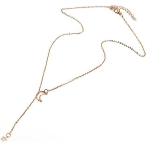 Moon Star Clavicle Chain Fashionable Necklace Simple Pendant Jewellry Collarbone Necklace For Girls And Woman