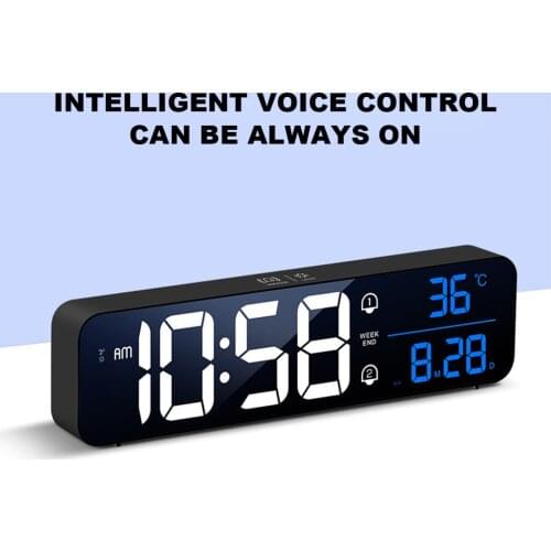 Music LED Digital Alarm Clock Temperature Date Display Desktop Mirror Clocks Home Table Decoration Electronic Clock 2000 mAh