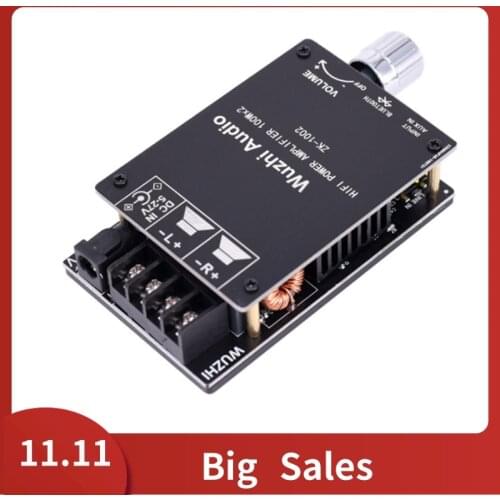 ZK-1002 HIFI TPA3116 Bluetooth 5.0 High Power Digital Amplifier Stereo Board 100W+100W AMP Amplificador Audio Home Theater