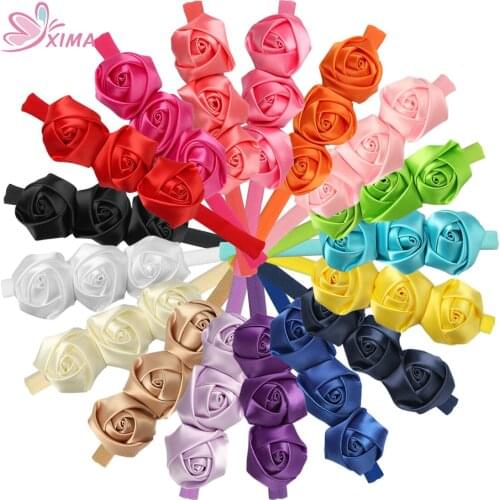 XIMA 17pcs Rose Flower Headband Little Girls Hair Bands with Nylon Headband for Children Kids Hair Accessories