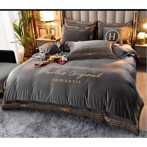 1.5/1.8/2.0m Home Quilt Cover 4pc Flannel Bed Sheet Winter Warm Autumn Hotel Bedclothes Bedding With Pillow Case Set Y136