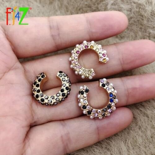 F.J4Z 1PC Non-piercing Earrings Classic Simulated Pearl Rhinestone Lady Cuff Earring Hot Ear Cuffs Jewelry Accessories Dropship