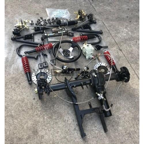 Go Kart Karting UTV Buggy Steering Rack Box Shock Absorbers Reverse Gear ATV Swingarms Rear Axle With Differential