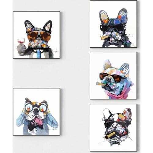 Graffiti Colorful Animal Dog Canvas Painting French Bulldog Poster Abstract Wall Art Canvas Prints Pictures Decor Art Decore