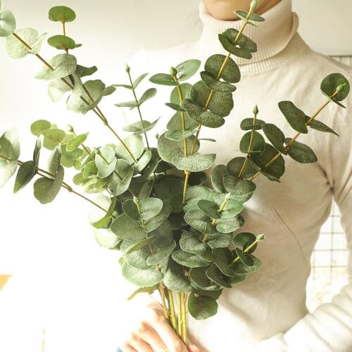 Artificial Eucalyptus Leaves Branches Stems Flower Real Plant Ornament for DIY Wedding Shooting Prop Home Decoration
