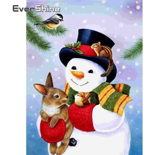 EverShine DIY Diamond Embroidery Winter Diamond Painting Bird Picture Mosaic Snowman Full Square Rhinestones Wall Decor