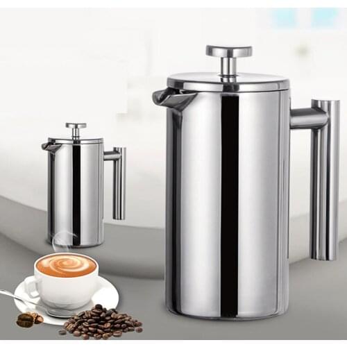 Coffee Maker French Press Stainless Steel Espresso Coffee Machine High Quality Double-Wall Insulated Coffee Tea Maker Pot 1000ml