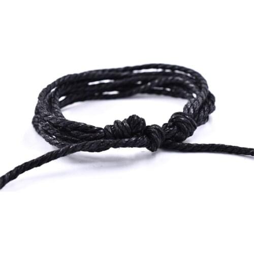 Korean version of simple wax thread braided leather bracelet, imported leather machine woven PU bracelet, wild bracelet for men