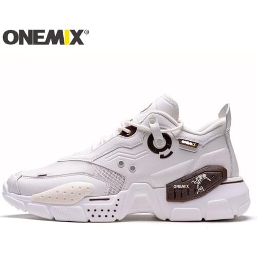 ONEMIX Sneakers Men Air Running Shoes Cushion Leather Damping Trainers Tennis Sports Sneakers Outdoor Travel Jogging Footwear
