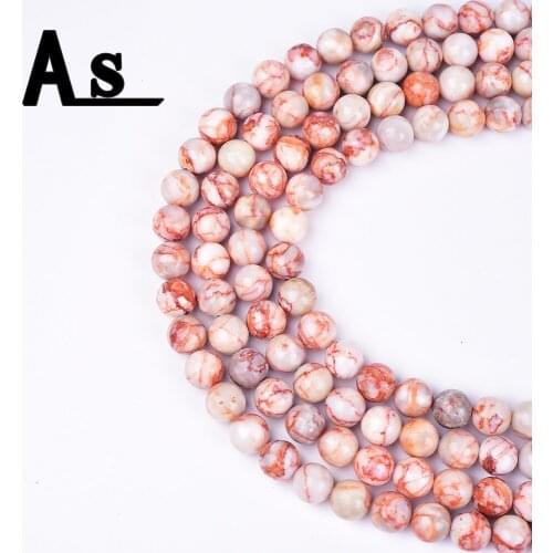 Asingeloo Rhodonite Round Natural Stone Beads Pink Line DIY Beads for Jewelry and Bracelet Making 15.5"Wholesale