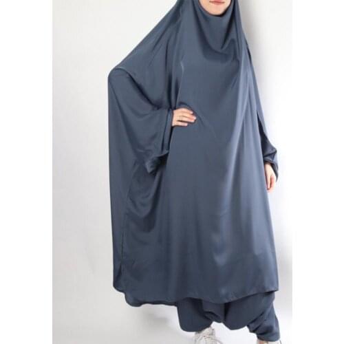 Fashionable Muslim Womens Suit Kaftan Robe Top Pants Suit Mosque Large Size Abaya Prayer Clothes Islamic Ethnic Style Robe Suit