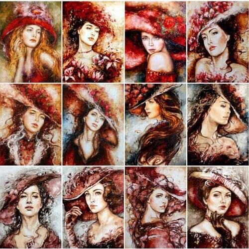Woman In Hat Kits DIY Oil Painting Paints By Numbers Acrylic Paint Drawing On Canvas Wall Art HandPainted Home Decor