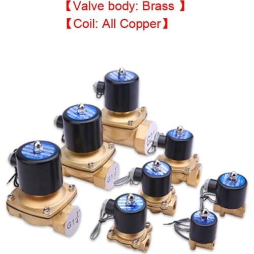 Normally Closed Brass Electric Solenoid Valve AC220/DC24V/12V, 1/4", 3/8", 1/2", 3/4", 1" Pneumatic Valve For Water Air Oil