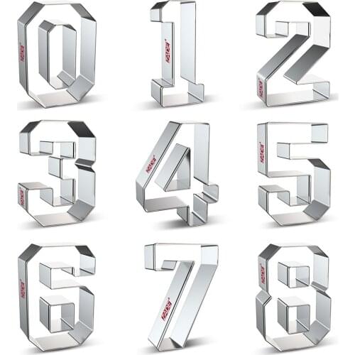 ZADE Numbers Cookie Cutter for Kids Birthday Party - Number 0,1,2,3,4,5,6,7,8 Cookie Cutter - Stainless Steel