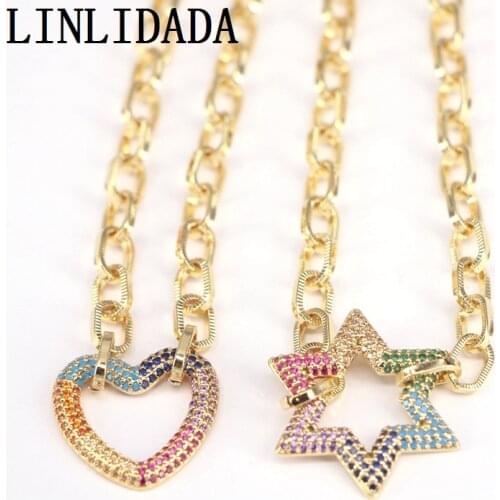 5Pcs For Women Statement Necklace CZ Paved Heart / Star Choker Necklaces Dainty Pendant Link Chain Necklace Gift