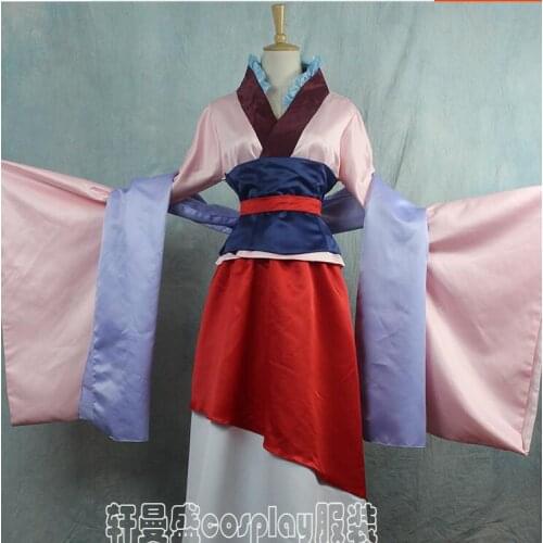 Full Set Hua Mulan Dress pink Dress for adult china Movie hanfu Cosplay Costume