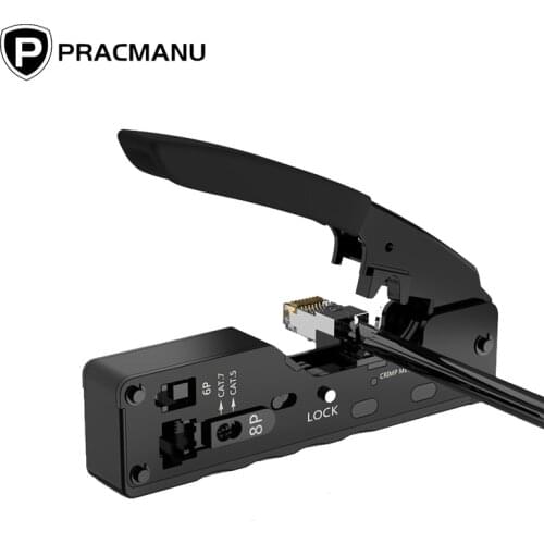 PRACMANU [Cat5 Cat6 Cat7 Pass Through Crimper] for RJ45 RJ12 RJ11 Network Connectors Modular Plugs Ethernet Cables Crimp Tools