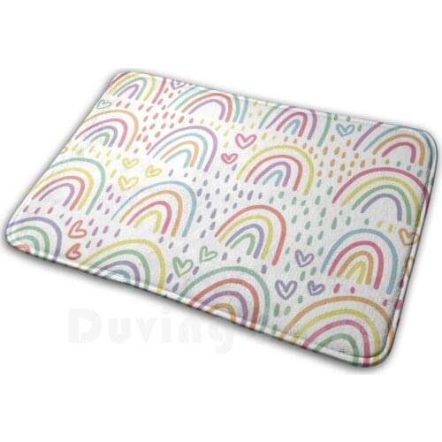 Rainbow Doodles Soft Non-Slip Mat Rug 1668 Carpet Cushion Rainbow Rainbows Doodle Doodles Pastel Pastels Bright Brights