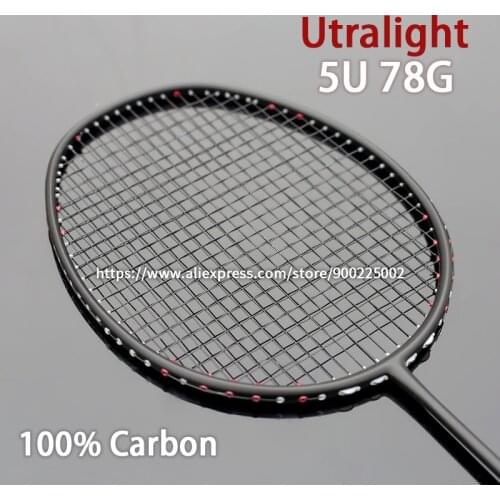 Carbon Fiber Badminton Racket 5u 78g Professional Training Raquette Ball Control Type Padel Raqueta Ultralight String Badminton