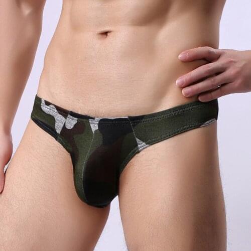 Sexy Underwear Men Briefs Shorts Man Camouflage Mid-waist U Convex Pouch Breathable T-pants Male calzoncillo Cueca S-L