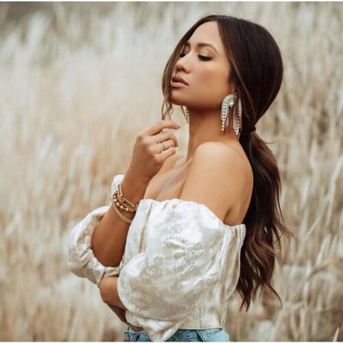 Dvacaman Crystal Rhinestone Earrings for Women Large Drop Earrings Simulated Pearl Statement Earrings Wedding Bridal Jewelry