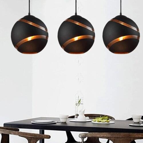Modern black stripe Glass Round Ball Pendant Light Suspension Luminaire Designer Minimalist Loft Lights Casual Living Room Lamps