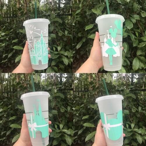 24oz Castle Personalized Venti Reusable Cold Cups With Lid And Straw Customized Plastic Cups Stocking Stuffer Bridesmaid Gift