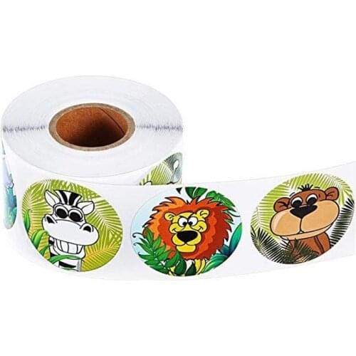 Pop-up Rolled Animal Stickers 500pcs/roll Self-adhesive Label Animal-shaped Wall Decal Childrens Toy Stickers