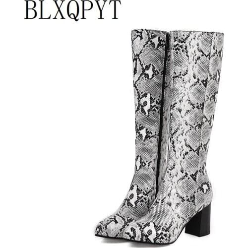 BLXQPYT New Winter Autumn women Boots 2019 Big Size 34-48 Knee High Boots Zip High Heels Long Platform Knight shoes woman 8754