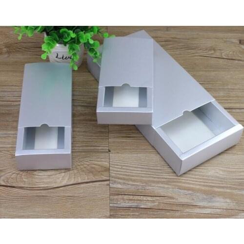 10pcs Personalized Large sliver drawer gift box, gold cardboard black craft box/matte sliver paper drawer packaging box