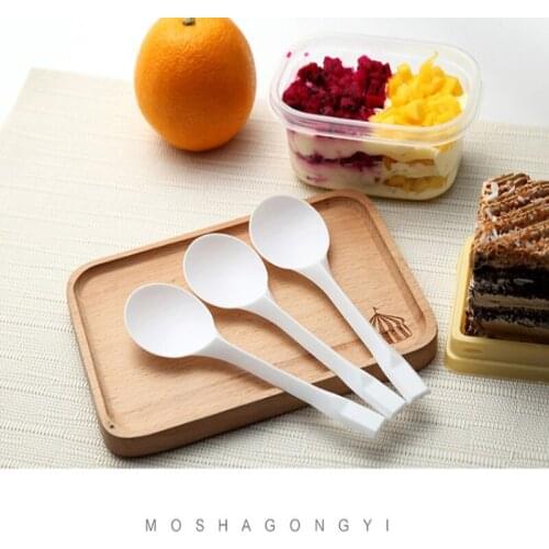 100 Pcs Thicken Plastic Disposable Spoons For Cakes Yogurt Fast Food Baking Supplies Tableware Ice Cream Spoon