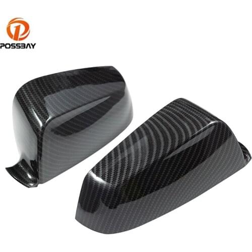 2Pcs Car Rear View Caps Carbon Pattern Look Exterior Wings Parts for BMW 7-Series F01 F02 F03 F04 Sedan 2008-2012 Pre-facelift