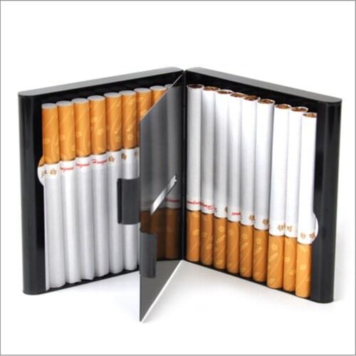 20 Sticks Fashion Double Layer Tobacco Smoking Pipe Creative Personality Cigaret Case Metal Cigarette Box Gifts Cigarette Holder