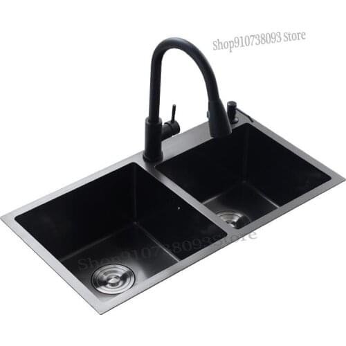 304 Stainless Steel Kitchen Wash Basin Nano Household Sink Double Tank Sink Dishwashing Pool