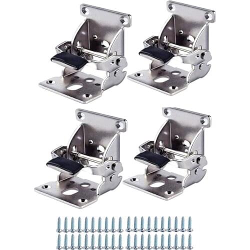 4 Pcs Foldable Bracket-Folding Foot Hinge Bracket, Self-Locking Hinge Hardware with Screw Lock Extension for Table Legs