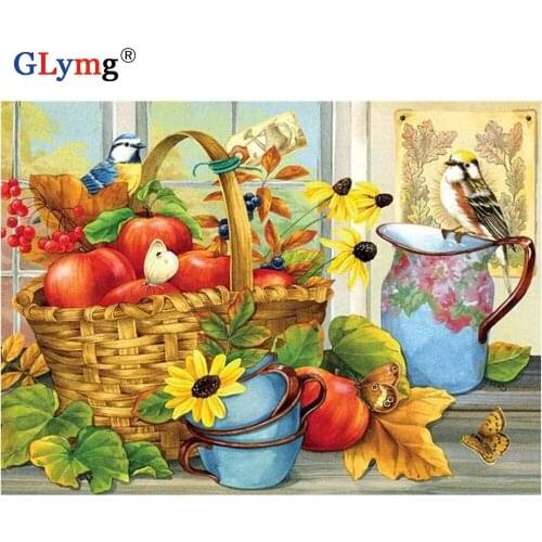 5d Diy Diamond Painting Full Drill Square Fruit Basket Cup Diamond Embroidery Mosaic Kit Picture Rhinestones Home Wall Sticker