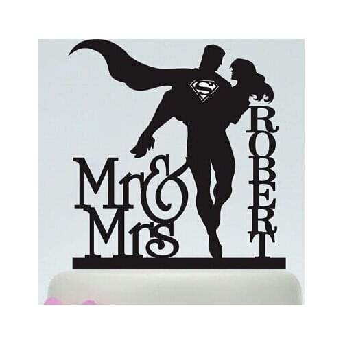Acrylic wedding Cake Toppers superheros couples custom bride groom name and date engagement bridal shower party decorations