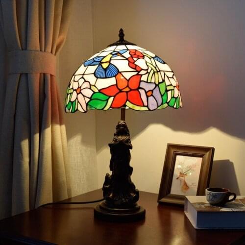 American Pastoral Creative Birds Light Living Room Dining Room Bedroom Bedside Table Lamp Bar Tiffany Glass Beauty Lamp