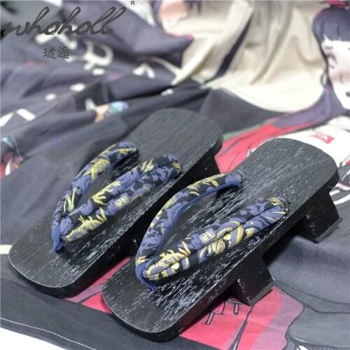 WHOHOLL Anime Cosplay Geta Shoes Man Women Clogs Shoes Japanese Wooden slipper Summer flip flops Slippers for Man